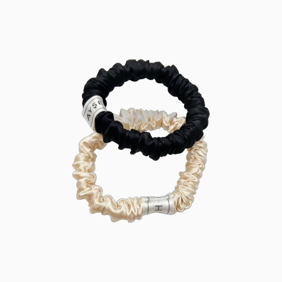 Silk Scrunchies - Schwarz & Champagner